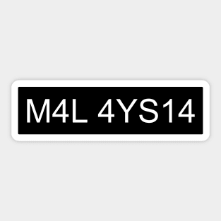 Malaysia car license plate Sticker